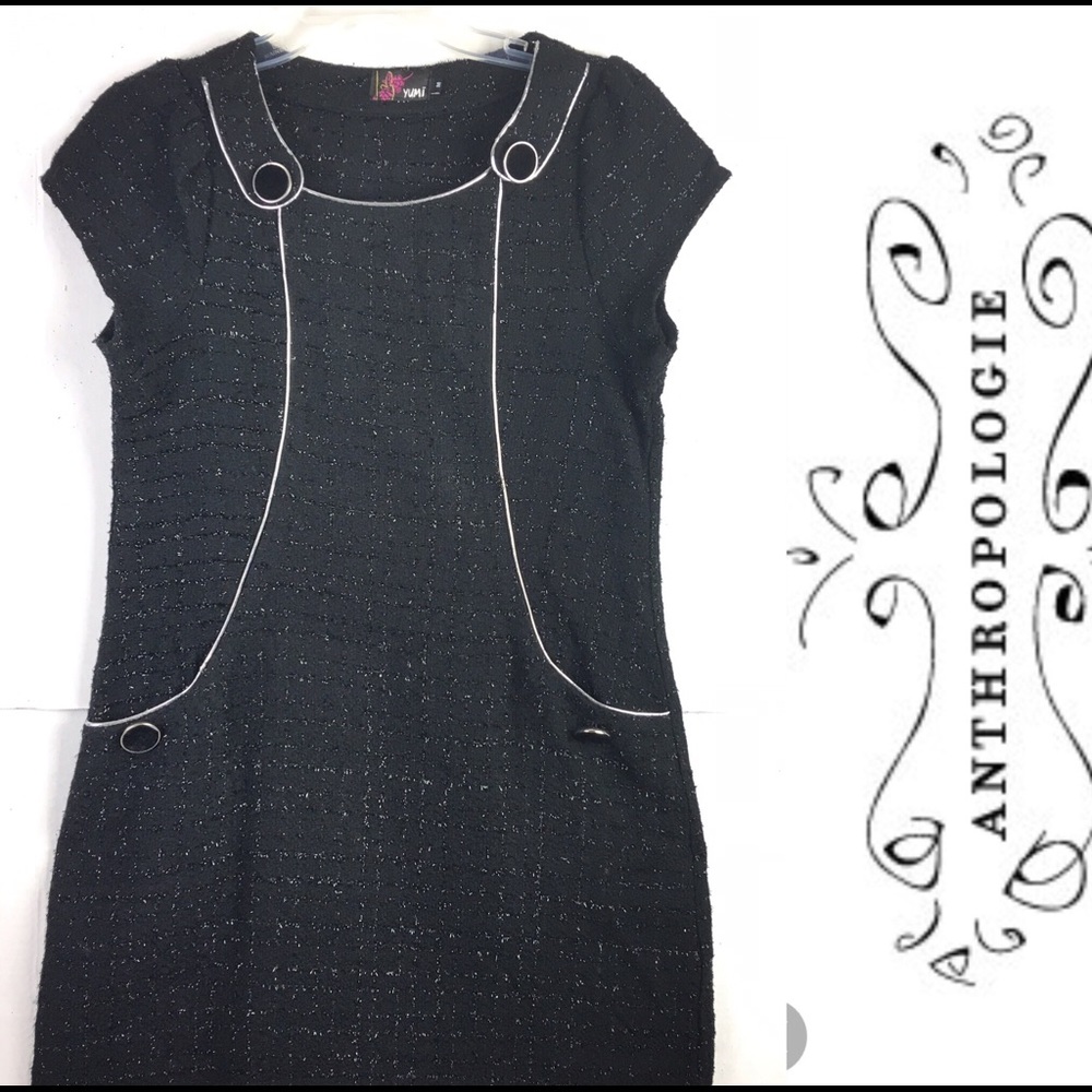 Yumi for Anthropology  Black Silver Dress Tunic Size M